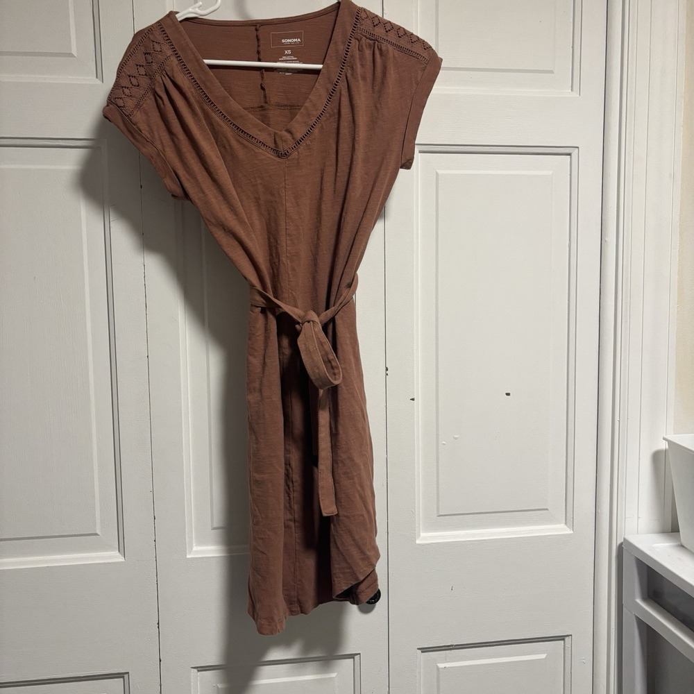 Burt Orange XS Tshirt Dress With Tie Detailed Kentucky Derby Dress Graduation